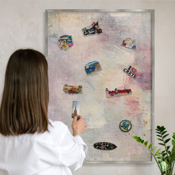Printed magnet board in a silver frame Pastel abstraction