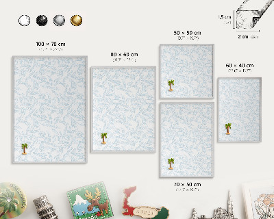 Printed magnet board in a silver frame Light theme