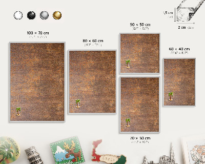 Souvenir magnet display board with a silver frame Rusty elegance