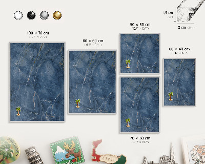 Souvenir magnet display board with a silver frame Marble elegance