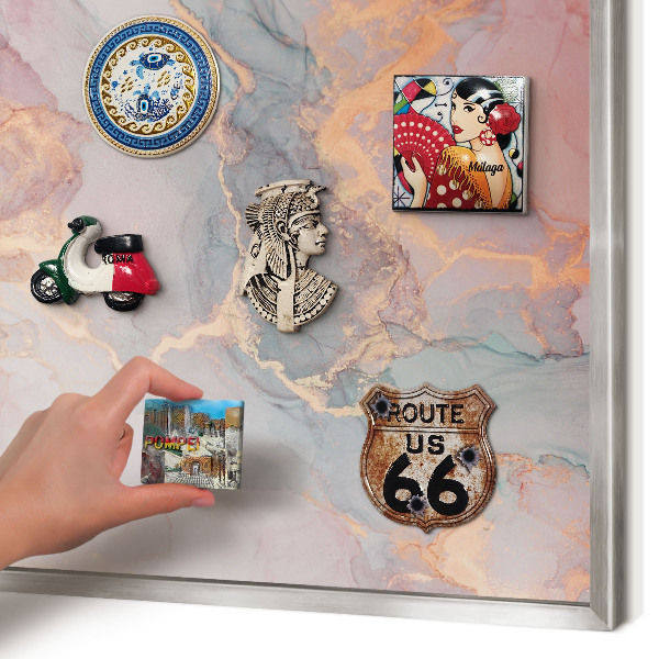 Printed magnet board in a silver frame Colorful abstraction