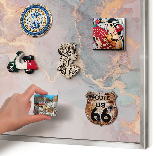 Printed magnet board in a silver frame Colorful abstraction