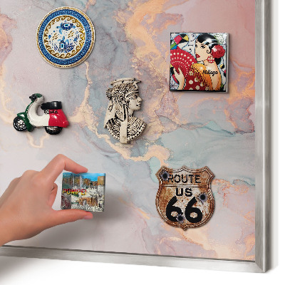 Printed magnet board in a silver frame Colorful abstraction