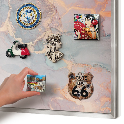 Printed magnet board in a silver frame Colorful abstraction