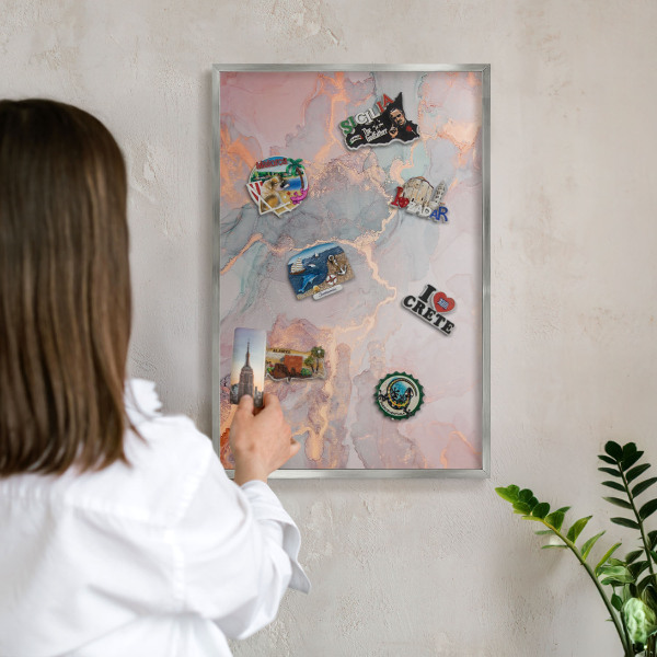 Printed magnet board in a silver frame Colorful abstraction