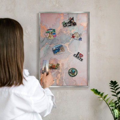 Printed magnet board in a silver frame Colorful abstraction