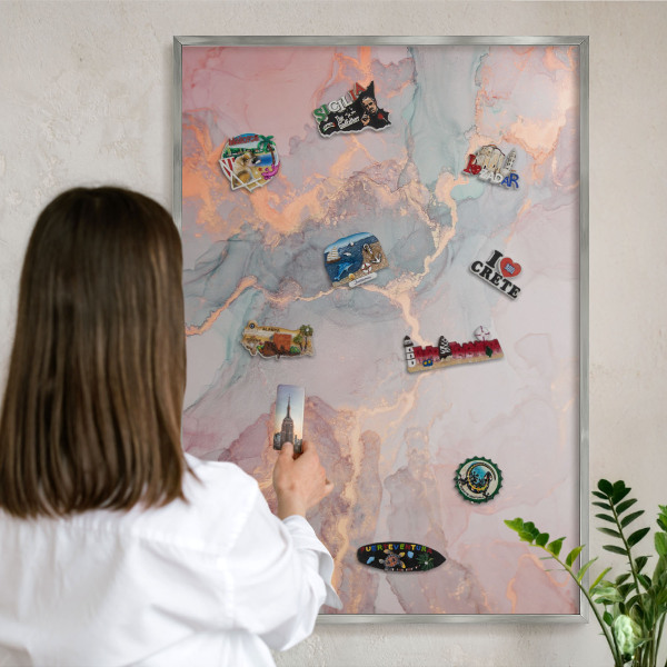 Printed magnet board in a silver frame Colorful abstraction