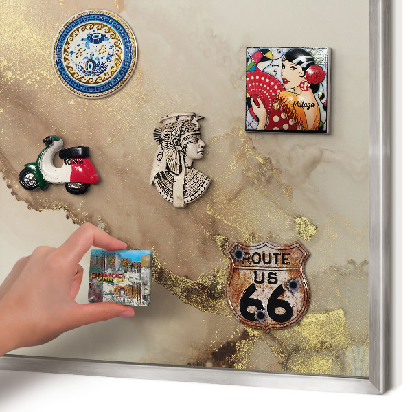 Printed magnet board in a silver frame Elegant shine