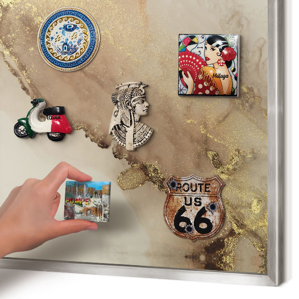 Printed magnet board in a silver frame Elegant shine