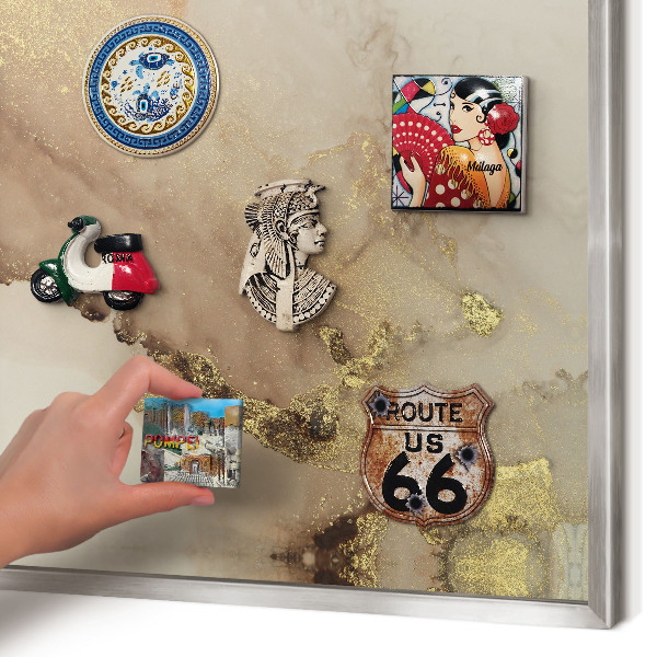Printed magnet board in a silver frame Elegant shine