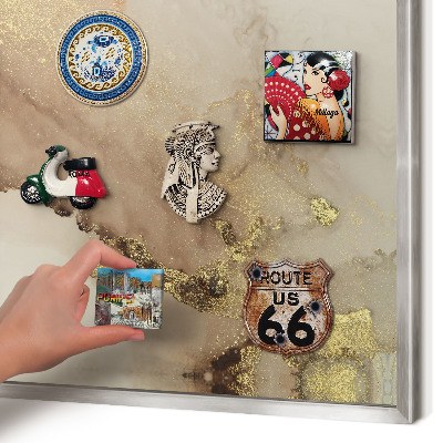 Printed magnet board in a silver frame Elegant shine