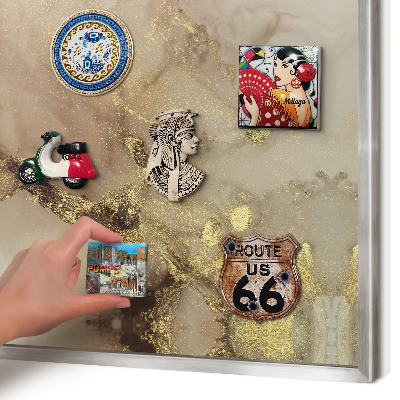 Printed magnet board in a silver frame Elegant shine