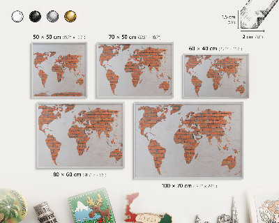 Souvenir magnet display board with a silver frame Brick map