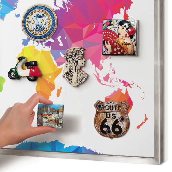 Printed magnet board in a silver frame Color map