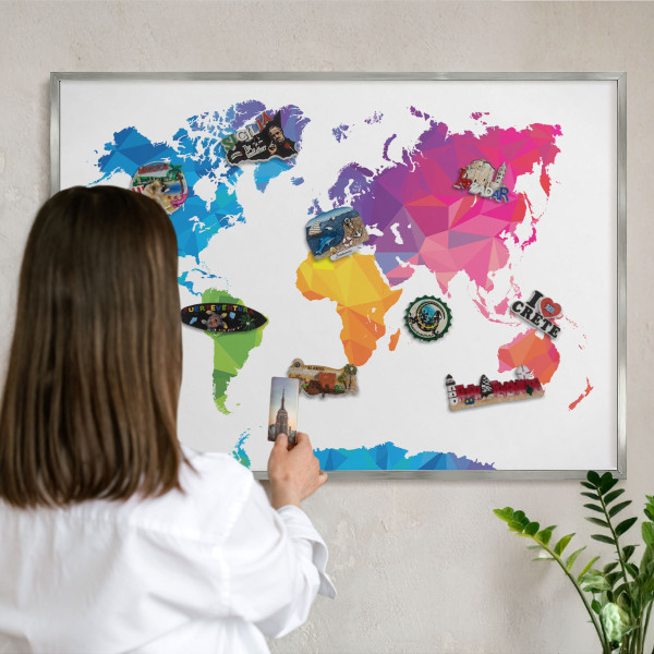 Printed magnet board in a silver frame Color map
