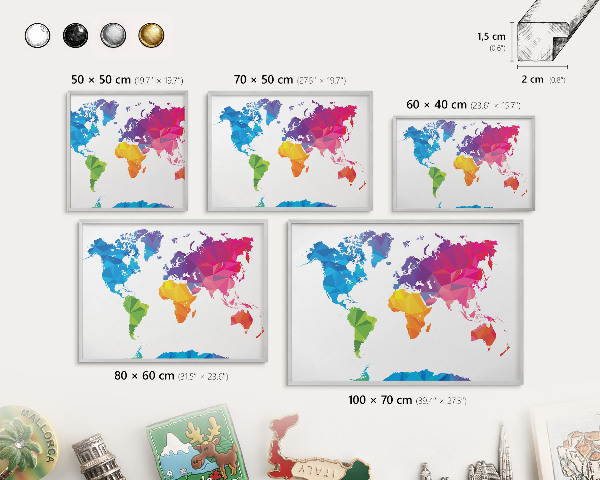 Printed magnet board in a silver frame Color map