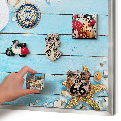 Printed magnet board in a silver frame Holiday rest