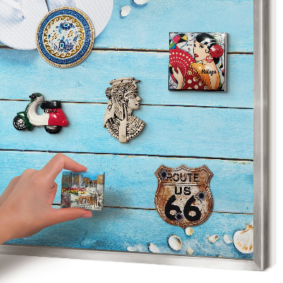 Printed magnet board in a silver frame Holiday rest