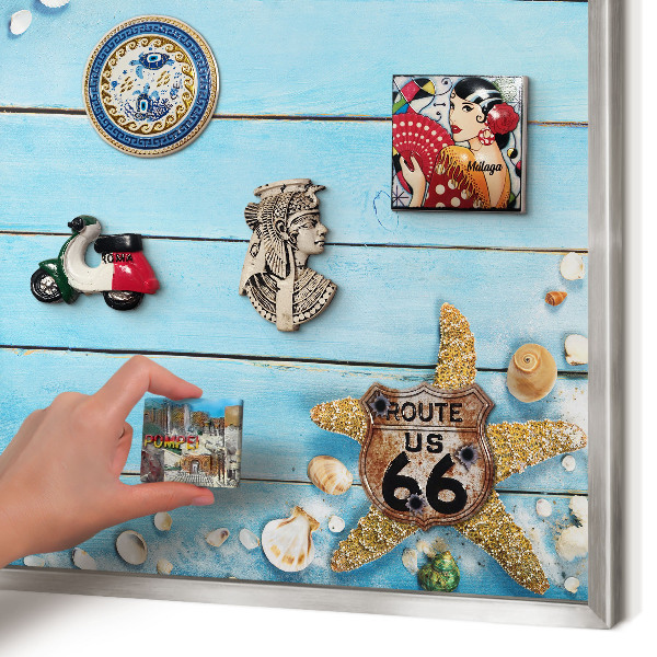 Printed magnet board in a silver frame Holiday rest