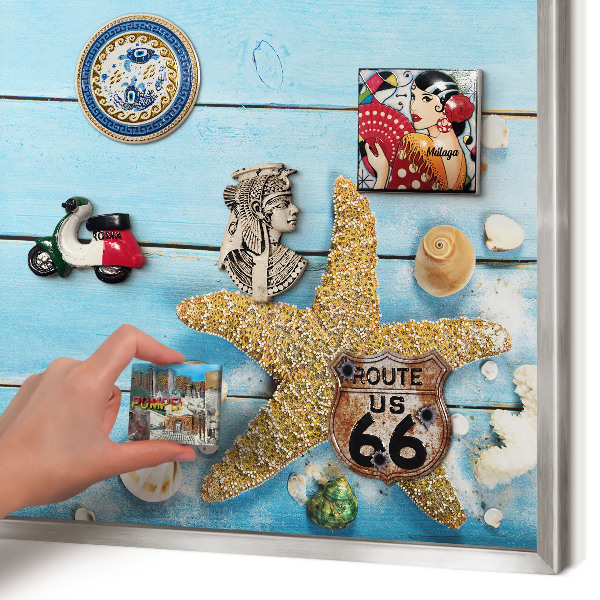 Printed magnet board in a silver frame Holiday rest
