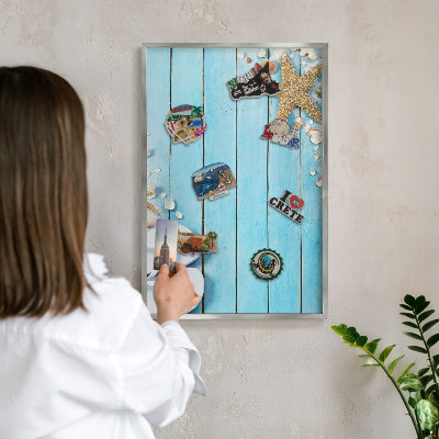 Printed magnet board in a silver frame Holiday rest