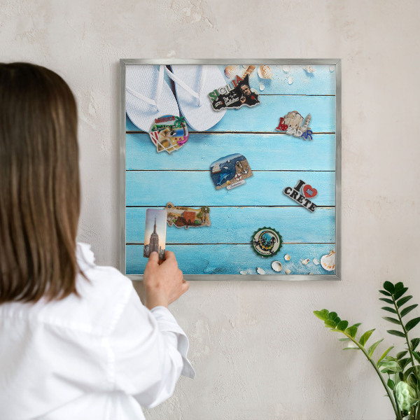 Printed magnet board in a silver frame Holiday rest