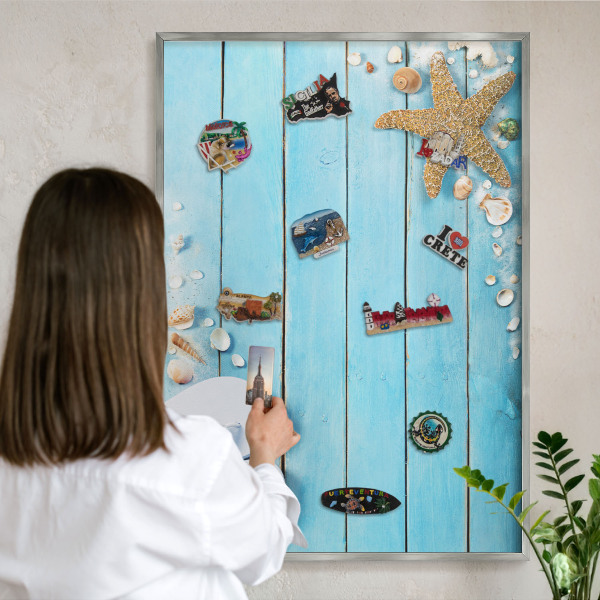 Printed magnet board in a silver frame Holiday rest