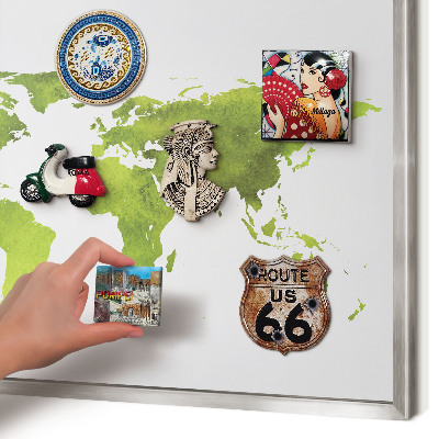 Printed magnet board in a silver frame Green map