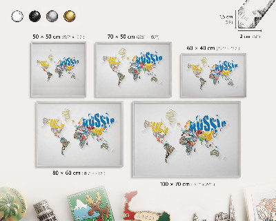 Souvenir magnet display board with a silver frame Color map