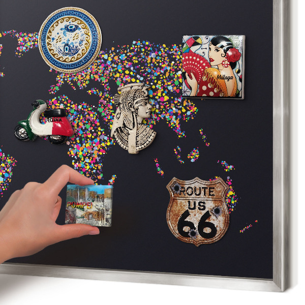 Printed magnet board in a silver frame Color map
