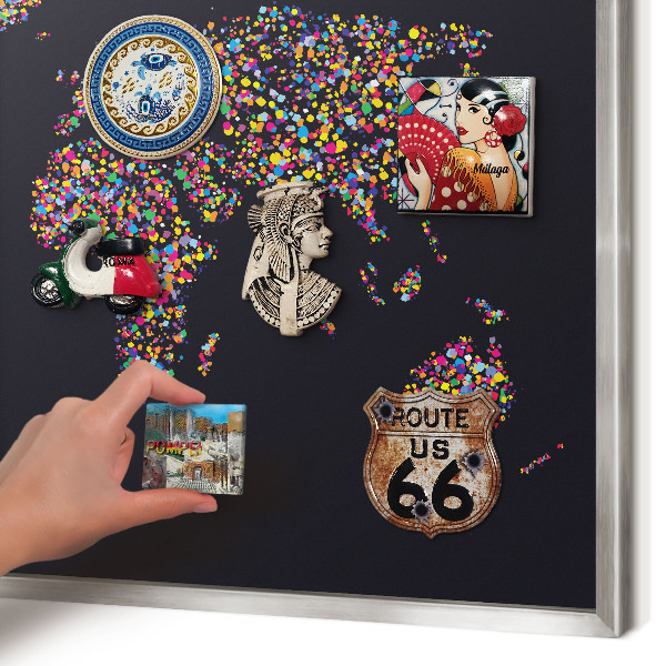Printed magnet board in a silver frame Color map