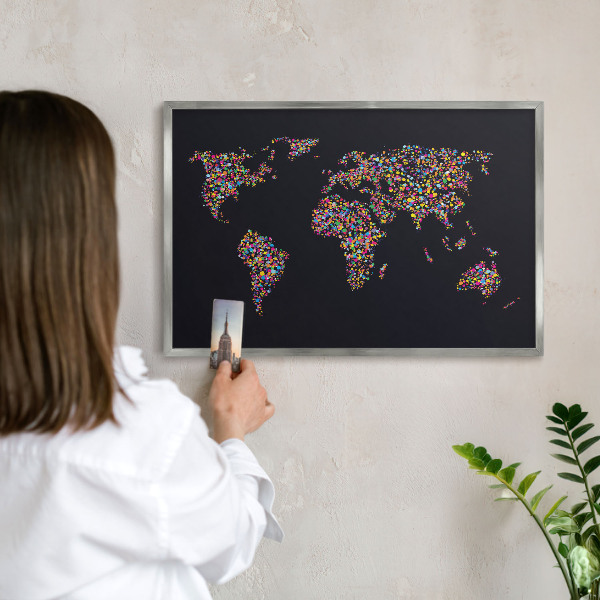 Printed magnet board in a silver frame Color map