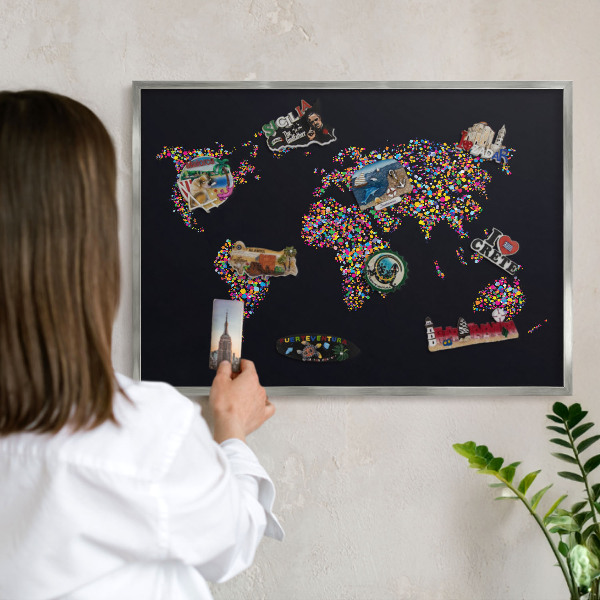 Printed magnet board in a silver frame Color map