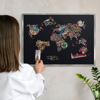 Printed magnet board in a silver frame Color map