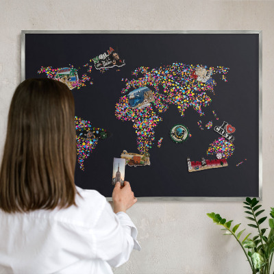 Printed magnet board in a silver frame Color map