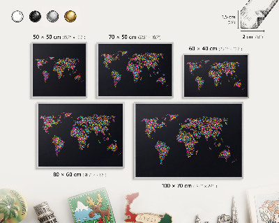 Printed magnet board in a silver frame Color map