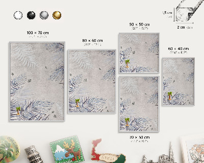 Souvenir magnet display board with a silver frame Leafy elegance