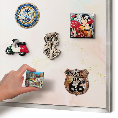Souvenir magnet display board with a silver frame Pastel elegance
