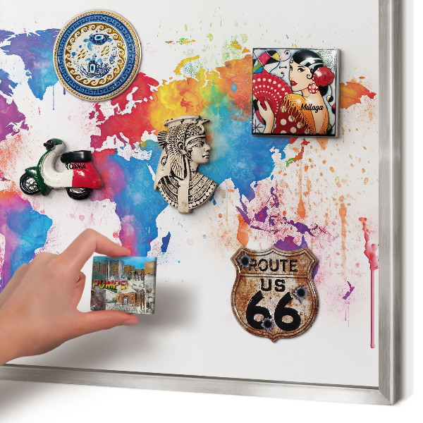 Printed magnet board in a silver frame Color map