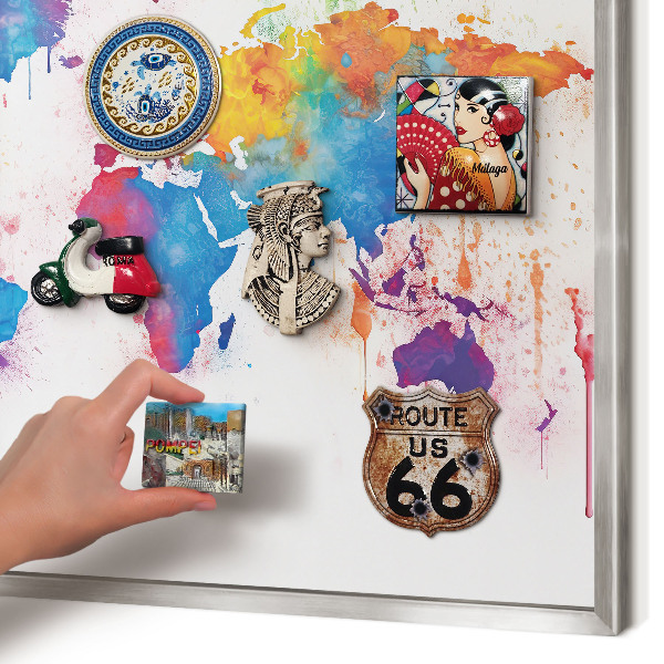 Printed magnet board in a silver frame Color map
