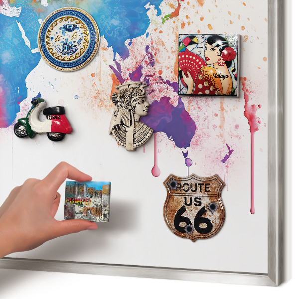 Printed magnet board in a silver frame Color map