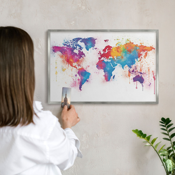 Printed magnet board in a silver frame Color map