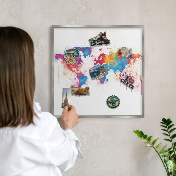 Printed magnet board in a silver frame Color map