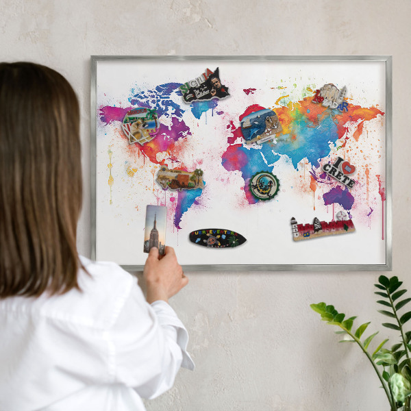 Printed magnet board in a silver frame Color map