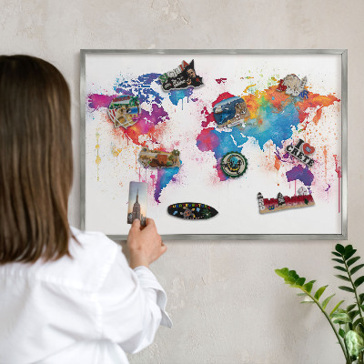 Printed magnet board in a silver frame Color map