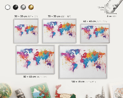 Printed magnet board in a silver frame Color map