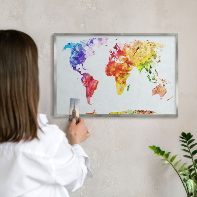 Souvenir magnet display board with a silver frame Color map