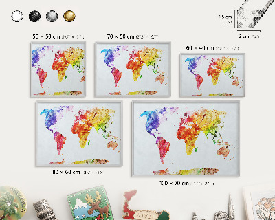 Souvenir magnet display board with a silver frame Color map