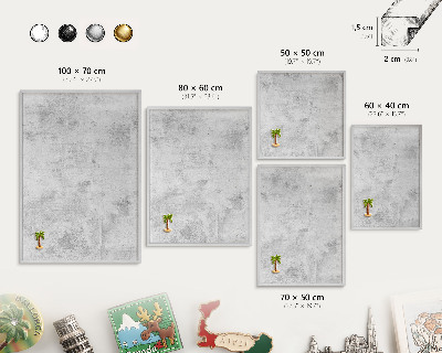 Printed magnet board in a silver frame Raw concrete