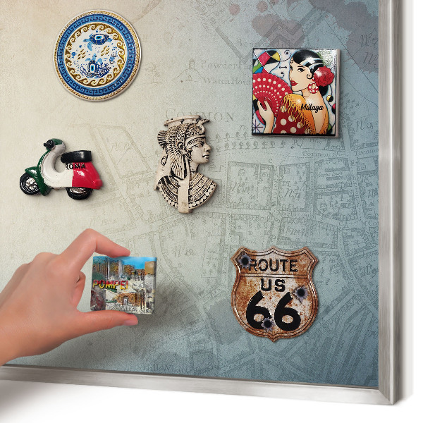 Printed magnet board in a silver frame Old map
